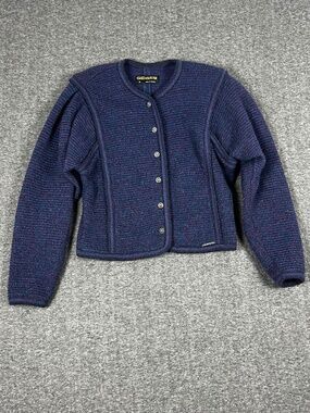Geiger Wool Mohair Cardigan Sweater Women's 38 Blue Made in Austria Grannycore